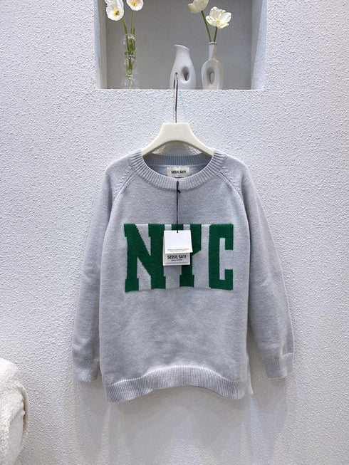 Letter Printed Crew Neck Pullover
